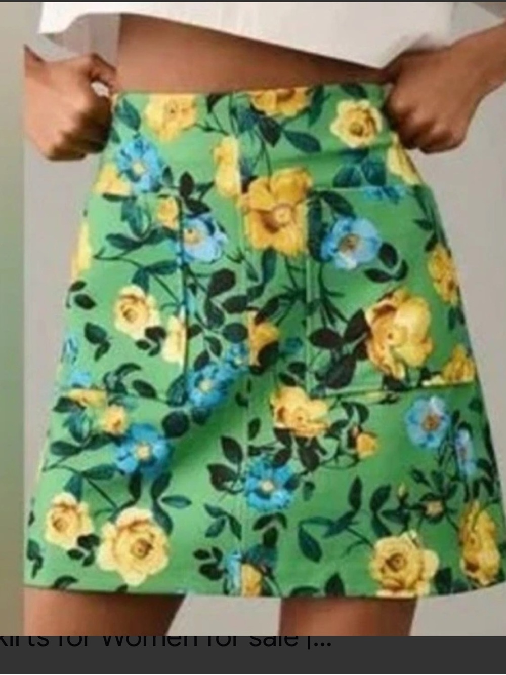 NWT Maeve Anthropologie Marisela Green Floral Patch Pocket Skirt 1X